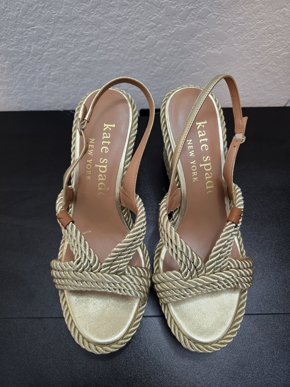 kate spade New York Gold Rope-Detail Size 10 Wedge